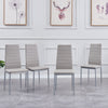 4pcs Grey PU Leather Dining Chairs & Round Clear Glass Dining Table Dining Set