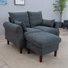 2 Seater faux leather/Linen Fabric Love Seat Sofa Armchair with Footstool Couch