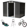 8FT x 8FT SHED Metal Apex Roof Outdoor Storage House Shed With Floor Foundation