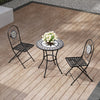 3pc Mosaic Tile Garden Bistro Set Outdoor Round Side Table with 2 Folding Chairs