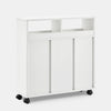 Bathroom Floor Storage Cabinet w/ 2 Sliding Doors Cupboard White 4 Wheels