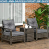 3 Piece Rattan Garden Seating Set with 2 Padded Chairs and Storage Table Outdoor