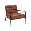 Mid-Century Modern Armchair PU Leather Tan Chair Iron Frame Single Sofa Lounge