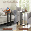 Heavy-duty Metal Frame End Table C-Shaped Side Table w/ Adjustable Feet