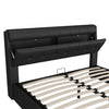 4ft6 Double Ottoman Gas Lift Up Upholstered Bed Frame W/ Storage Headboard Black