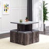 5 PC Dining Set Wooden Space-saving Storage Cushioned Ottoman Seats Square Table