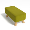 Linen Padded Footrest Rectangle Low Stool Solid Wood Legs Pouffe Seat Ottoman UK