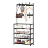 Black Metal Clothes Rail Rack Garment Stand Corner Open Wardrobe with Shelf