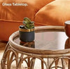 Rattan/Bamboo Glass Top Coffee Table, Home Living Room Decor - BNIB