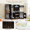 Toy Kitchen Playset Corner Wooden Play Kitchen with Storage-Coffee