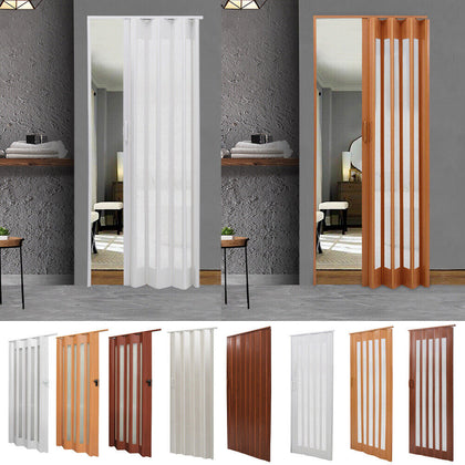 2M Folding Door Single Panel PVC Plastic Sliding Door Indoor Closet Room Divider
