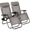 2 PCS Zero Gravity Folding Lounge Beach Chairs Outdoor Recliner in Dark Grey