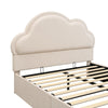 4ft6 Double Ottoman Storage Bed with Cloud Shaped Upholstered Headboard, Beige