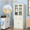 Kitchen Cupboard, 5-tier Storage Cabinet with Adjustable Shelves, Cream