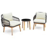 3 Piece Patio Chair Set Outdoor Rattan Bistro Set with Removable Cushion