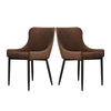 2x Faux Leather Dining Chairs Padded Seat Kitchen Office Chair Brown Vintage