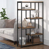5-Tier Staggered Bookshelf, Industrial 70.8-Inch Tall Bookcase for Home Office