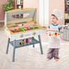 Kids Barbecue Grill Playset Wooden Kitchen Playset Pretend Toy BBQ Set