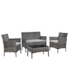 4 Piece Rattan Garden Furniture Set Table Chairs Wicker Ship to All Locations