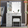 White Dressing Table Stool Set with 10 LED Lighted Mirror Vanity Make up Desk