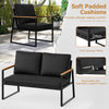 Metal Conversation Sofa Set Sectional Outdoor Seating-Black