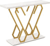Gold Faux Marble Console Table with Anti-Tipping Device, 100cm Geometric Frame
