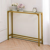 Narrow Slim Glass Console Table Metal Golden Hallway Entryway Porch Accent Table