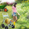 Outside Portable Water Hose Holder Garden Hose Reel Cart Water Hose Cart Silver