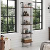 5 Tier Wall Leaning Ladder Shelf Bookshelf Wooden Storage Display Shelving Rack