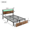 DOUBLE METAL BED FRAME WITH LED, CHARGING STATION, STORAGE HEADBOARD AND DRAWERS