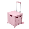 FOLDING SHOPPING CART PLASTIC CRATE TROLLEY STORAGE BOX WHEELS BOOT WITH LID 45L