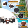 3 Pcs Outdoor Furniture Set Patio Rattan Chair Table Conversation Set w/Cushions