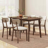 Chic 5-Piece Dining Table Set for 4 Wooden Table & 4 Upholstered Chairs Brown