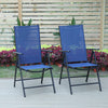 Patio Chairs Set of 2 Folding Outdoor Dining Chair Sling Adjustable Chair Blue