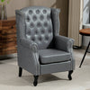 Chesterfield-style Wing Back Armchair Tufted Accent Chair Grey