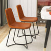 Faux Leather Upholstered Kitchen Side Chair with Metal Legs-Brown