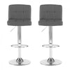 2x Chrome & Height Adjust Swivel Faux Leather Kitchen Breakfast Bar Stool