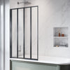 Black Framed Bath Shower Screen Bathroom 4 Folding Safety Glass Panel 800x1400mm