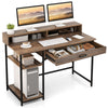 Industrial Computer Desk Home Office Writing Desk Workstation W/ Drawer& Shelves