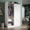 Bedroom 2 Sliding Door Wardrobe Matt White Storage Cupboard with 2 Hanging Rails
