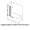 Black Framed Bath Shower Screen Bathroom 4 Folding Safety Glass Panel 800x1400mm