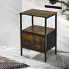 2 PCS End Table Bedside Nightstand Desk Storage Cabinet with Shelf &Drawer Brown