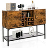Industrial Kitchen Storage Cabinet Wooden Buffet Sideboard Cupboard w/ Wine Rack