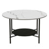 High Gloss Coffee Table Large 2 Layer Marble Side End Table Living Room Bedroom