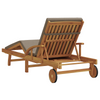 Folding Sun Lounger with Wheels & Cushion Taupe Solid Wood Acacia