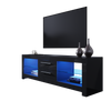 Black TV Stand Unit Cabinet Modern High Gloss Drawers 160cm with RGB LED Light