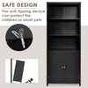 Modern Freestanding Bookcase Wooden Storage Cabinet w/ Open Shelves and 2 Doors