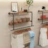 Retro Coat Rack Industrial Pipe WallMounted Clothes Hanging Rail Hallway Bedroom