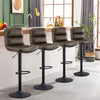 2pcs Bar Stools Faux Leather Padded Seat Stools Metal Base Barstools Grey/Brown