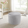 Dressing Vanity Chair Round Grey Footstool Velvet LivingBedroom Footrest Ottoman